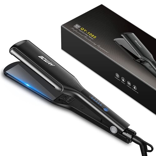 Bcway Professional Hair Straightener, 2.16'' Extra-Large Floating Titanium Flat Iron for Hair, 30s Instant Heating Straightening Iron with 5 Adjustable Temp, Anti-Static Hair Iron for All Hair Types