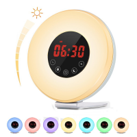 Kids Alarm Clock, Sunrise Alarm Clock Wake Up Light Bedside Lamp with Sunrise Sunset Simulation, 6 Nature Sounds, FM Radio, 10 Brightness, 7 Colors, Snooze Function 